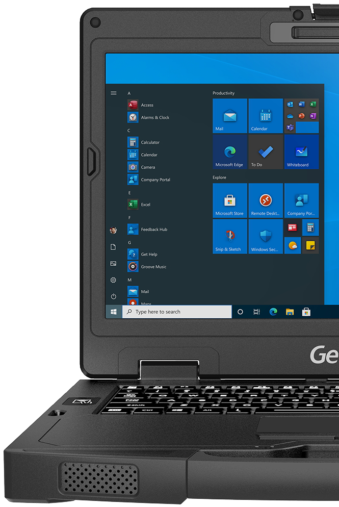 Getac S410 tablet on workbench